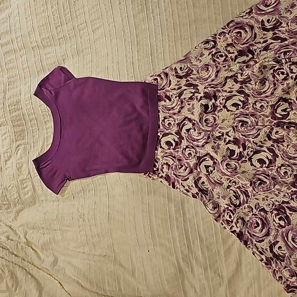White & Purple Floral Skirt and Top